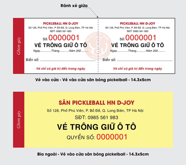 In Hoa Long nhận thiết kế và in vé xe sân Pickle Ball lấy ngay