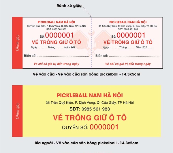 In Hoa Long nhận thiết kế và in vé xe sân Pickle Ball sang trọng
