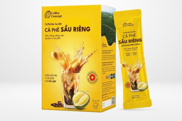 Mẫu hộp đựng cà phê sầu riêng đẹp mắt