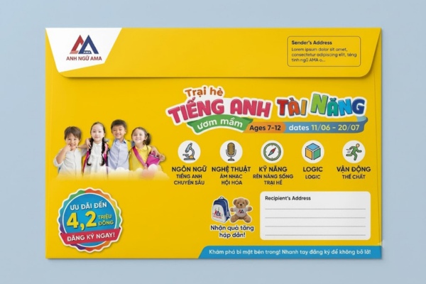 Mẫu in phong bì trung tâm ngoại ngữ chuyên nghiệp