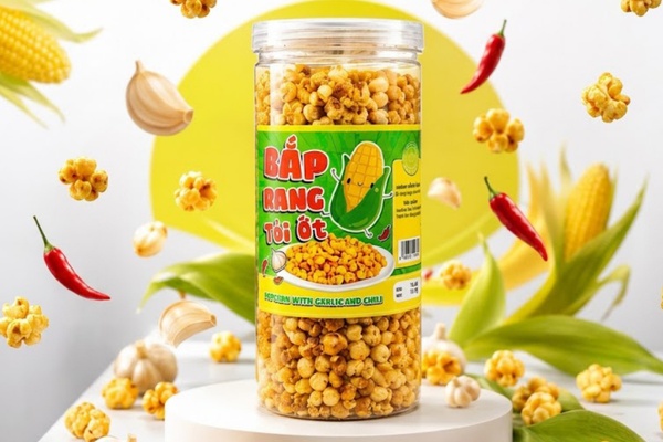 Mẫu nhãn bắp chiên tỏi ớt thu hút