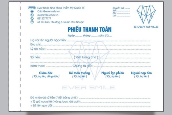 Mẫu phiếu khám răng phòng khám nha khoa
