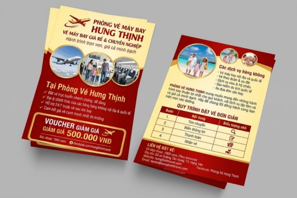 Mẫu tờ rơi phòng vé máy bay đẹp mắt