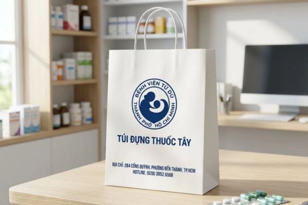 Mẫu túi giấy kraft nhà thuốc giá rẻ, chất lượng