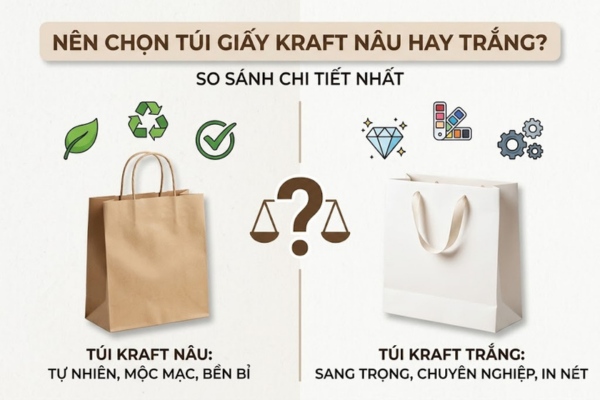 Nên chọn túi giấy kraft nâu hay trắng