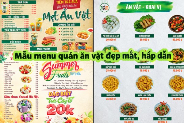 17+ Mẫu menu quán ăn vặt thiết kế rực rỡ