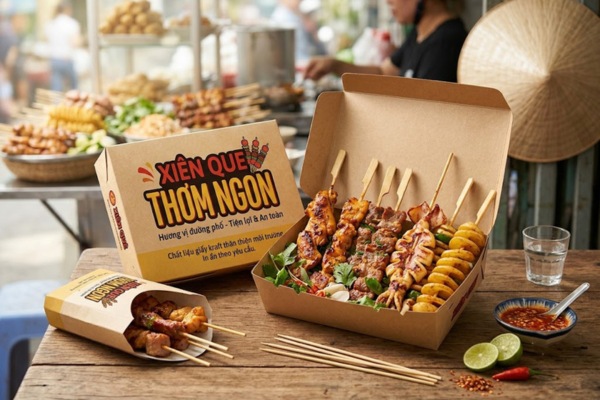 Tổng hợp 7+ Mẫu hộp kraft đựng xiên que nướng tiện lợi