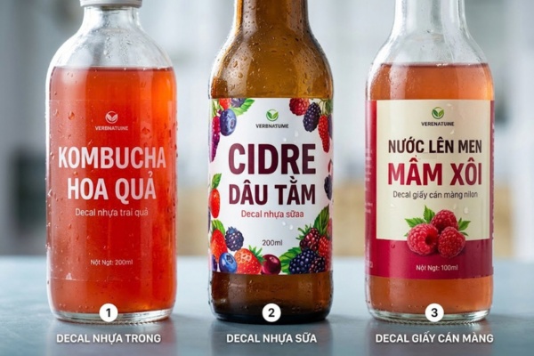 Các chất liệu in nhãn dán chai nước trái cây lên men