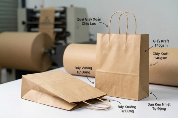 Đặc điểm mẫu túi giấy siêu thị bền đẹp