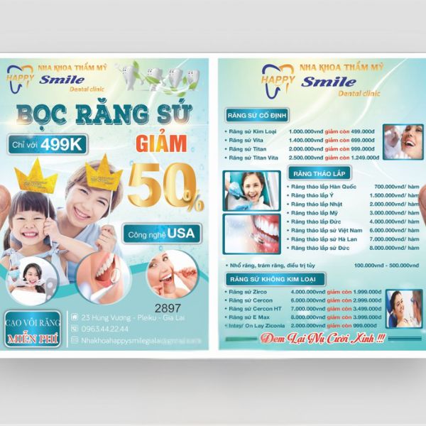 In menu nha khoa mẫu đẹp tại Hà Nội