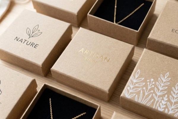 Mẫu hộp kraft đựng dây chuyền mộc mạc