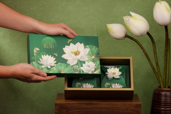 Mẫu hộp quà trung thu Sen Ngọc 2 bánh