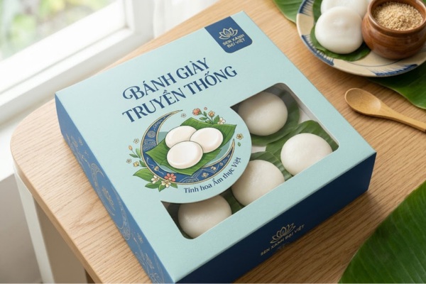 Mẫu in hộp đựng bánh giầy có cửa sổ