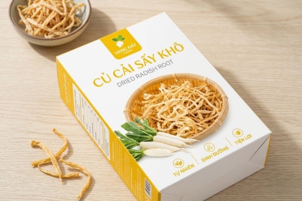 Mẫu in hộp giấy củ cải sấy khô mộc mạc