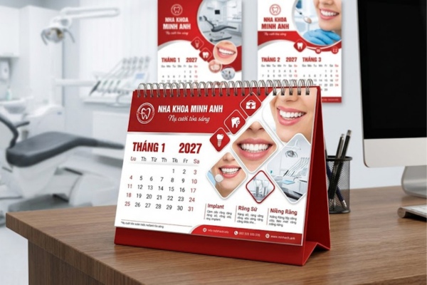 Mẫu in lịch để bàn nha khoa ấn tượng