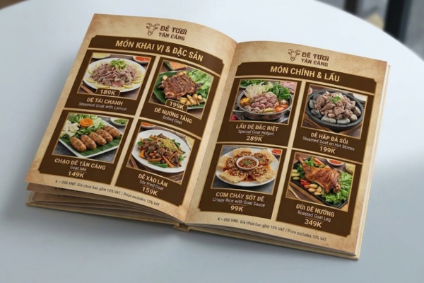 Mẫu in menu quán thịt dê mộc mạc