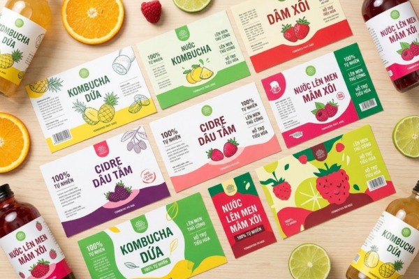 Mẫu in nhãn dán chai nước trái cây lên men