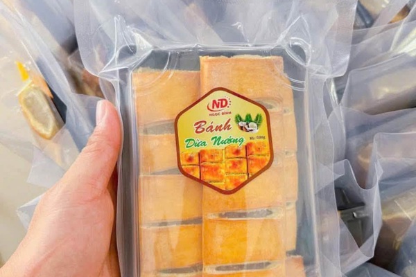 Mẫu in tem nhãn bánh dừa nướng đẹp mắt