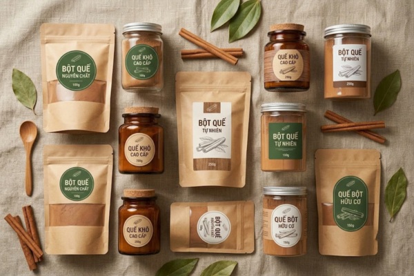 Mẫu in tem nhãn bột quế chuẩn xác