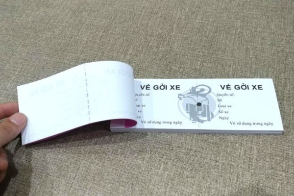 Mẫu in vé giữ xe 2 liên thiết kế tối giản