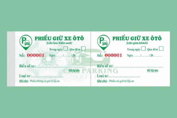 Mẫu in vé giữ xe 2 liên sắc nét
