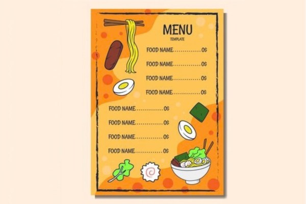 Mẫu menu quán ăn vặt thu hút