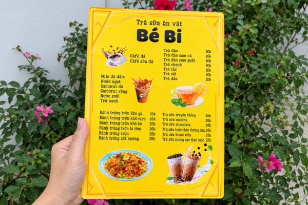 Mẫu menu quán ăn vặt trà sữa