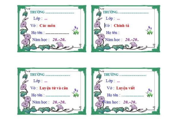 Mẫu nhãn vở tiểu học giá rẻ, chất lượng cao