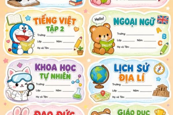 Mẫu nhãn vở tiểu học giá rẻ, chất lượng cao