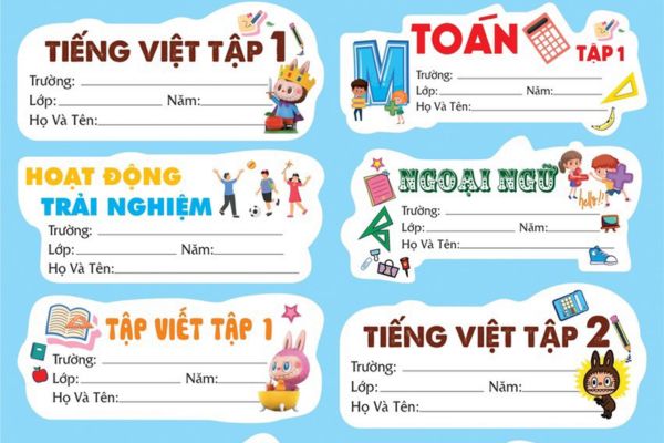 Mẫu nhãn vở tiểu học giá rẻ, chất lượng cao