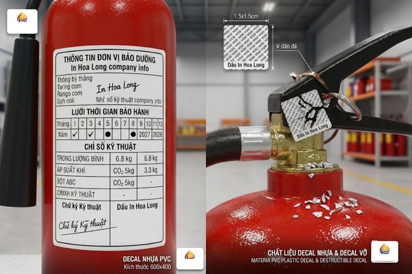 Mẫu tem bảo hành bình chữa cháy thiết kế bền đẹp