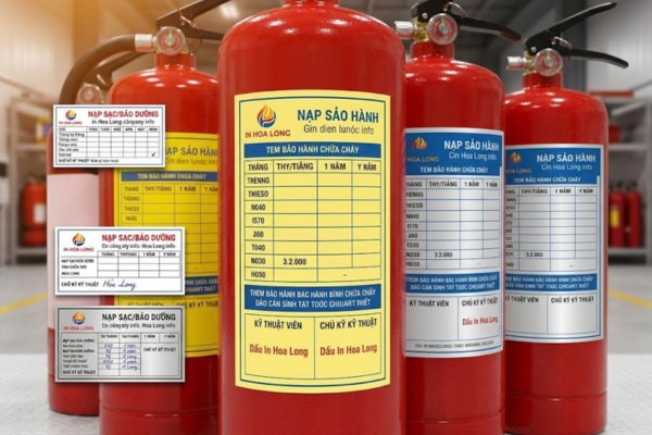 Mẫu tem bảo hành bình chữa cháy thiết kế chuẩn