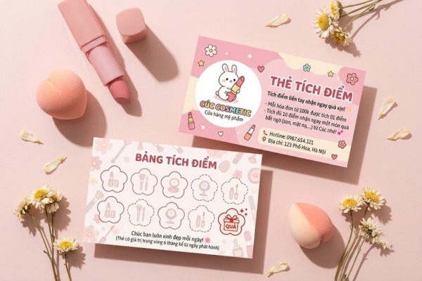 Mẫu thẻ tích điểm mỹ phẩm dễ thương