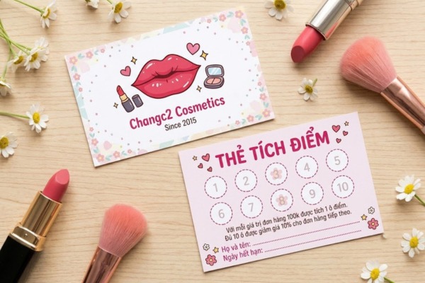 Mẫu thẻ tích điểm mỹ phẩm đẹp mắt