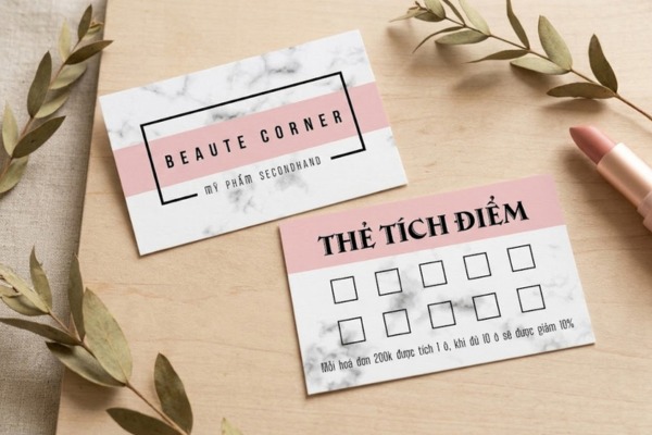 Mẫu thẻ tích điểm mỹ phẩm tinh tế