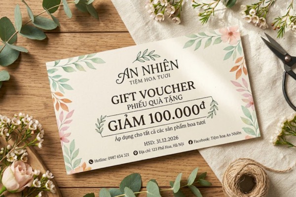 Mẫu voucher cho shop hoa tươi độc đáo