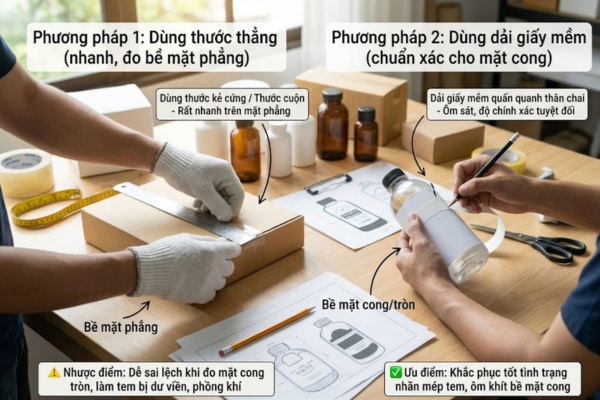 Các cách đo kích thước tem nhãn