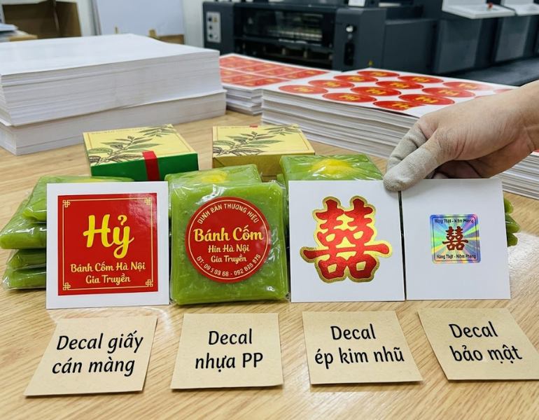 Chất liệu in tem dán bánh cốm