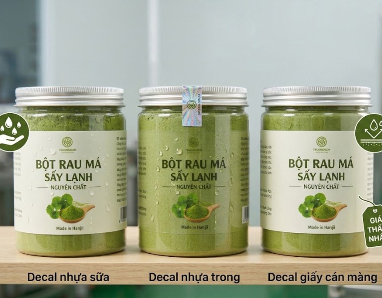 Chất liệu tem nhãn bột rau má