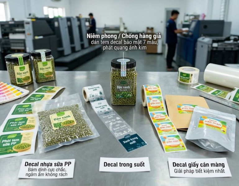 Chất liệu in tem nhãn đậu xanh