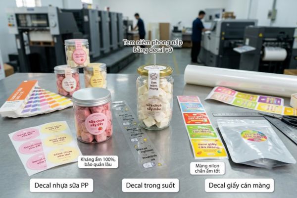 Chất liệu in tem sữa chua sấy bắt mắt