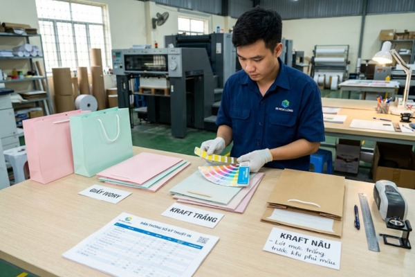 Gia công túi giấy màu pastel đẹp mắt