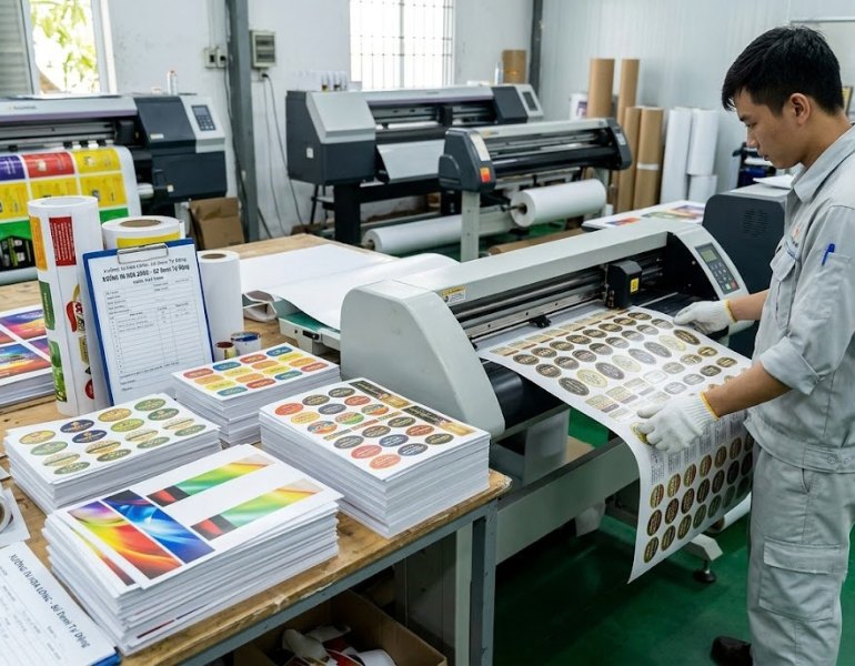 In decal cán mờ tại xưởng