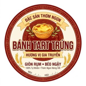 In tem bánh tart trứng sắc nét, giá rẻ tại xưởng