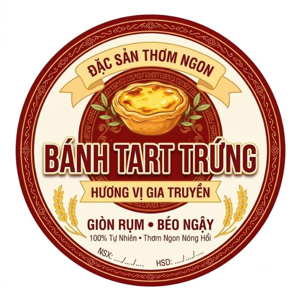 Dịch vụ in tem bánh tart trứng sắc nét In tem bánh tart trứng sắc nét, giá rẻ tại xưởng