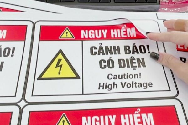 In tem cảnh báo nguy hiểm theo yêu cầu