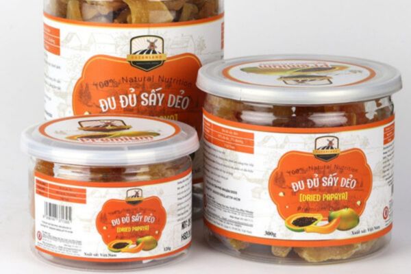 In tem đu đủ sấy giá rẻ, thiết kế theo yêu cầu