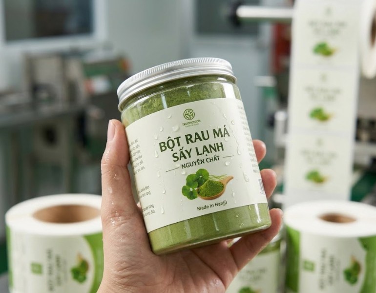 In tem nhãn bột rau má chống nước