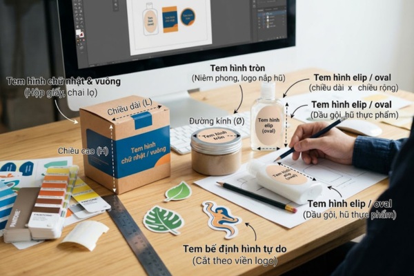 Cách đo kích thước tem nhãn theo từng hình dáng