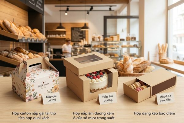 Kiểu dáng in hộp carton đựng bánh ngọt đẹp mắt